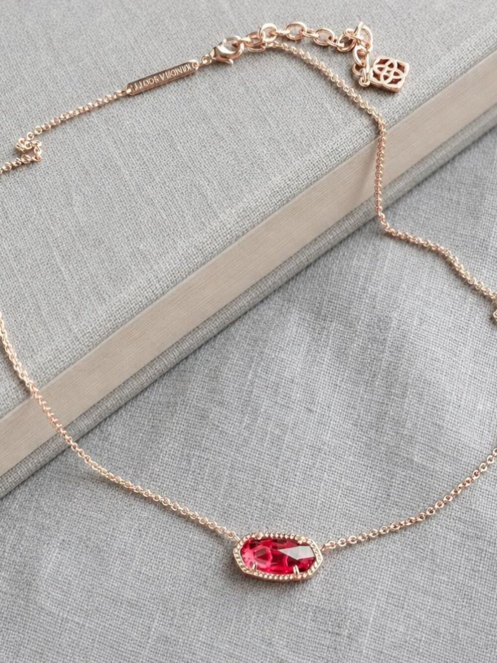 Kendra Scott Elisa Rose Gold Necklace & Berry red glass - Picture 2 of 2